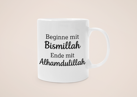„Mit Bismillah beginnen“ – Tasse – Islamische Weisheiten